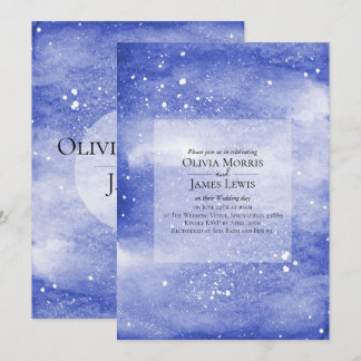 Night Sky Galaxy Blue Cosmic Wedding Invitation