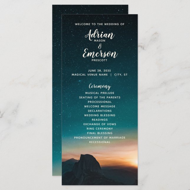 Night Sky Galaxy Starry Night Modern Wedding (Front/Back)