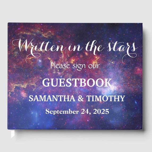 Night Sky Galaxy Stars Space Modern Universe Guest Book (Front)