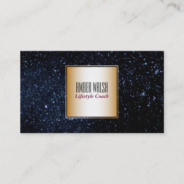 Night Sky / Gold Frame Business Card (Front)