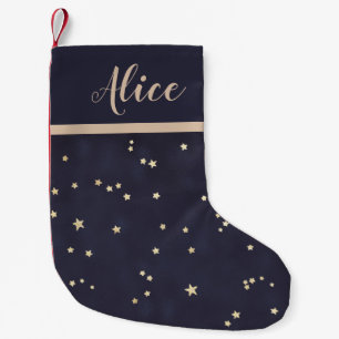 night sky gold stars faux foil monogram Stocking