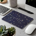 Night Sky Gold Stars Minimalist Monogram Mouse Mat<br><div class="desc">Beautiful dark blue,  night sky background with a seamless pattern of gold stars and an elegant script font monogram. This item pairs wonderfully with other matching office and personal items you can find in our store.</div>