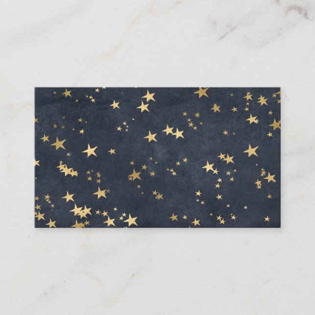 Night Sky Golden Stars Astrology Grey Blue Business Card (Front)