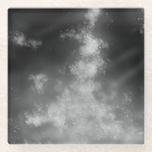Night Sky Grey Monochrome  Glass Coaster