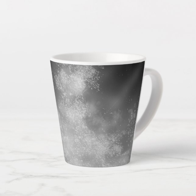 Night Sky Grey Monochrome Latte Mug (Right Angle)