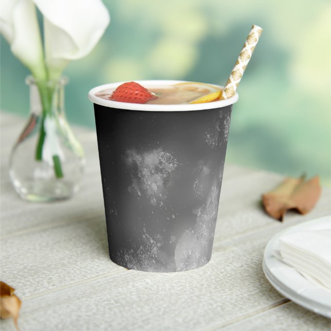 Night Sky Grey Monochrome   Paper cup (Insitu)