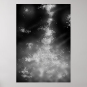 Night Sky Grey Monochrome  Poster