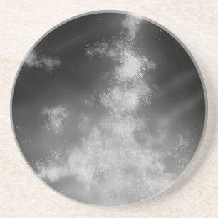 Night Sky Grey Monochrome Sandstone  Coaster
