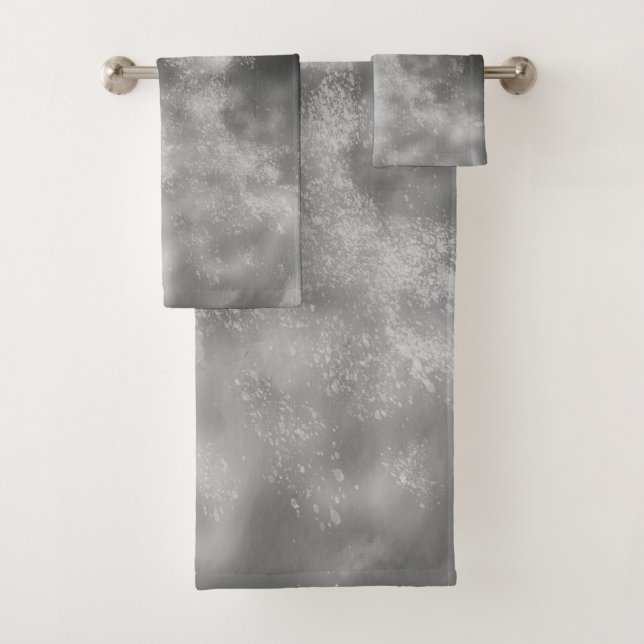 Night Sky Grey Monochrome Towel (Insitu)