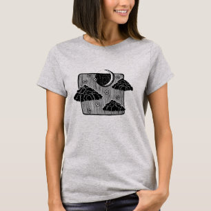 Night Sky Half Moon Clouds Hand Drawn Illustration T-Shirt