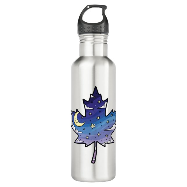 night sky in maple leaf 710 ml water bottle (Front)