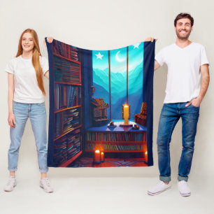 Night Sky Library  Fleece Blanket