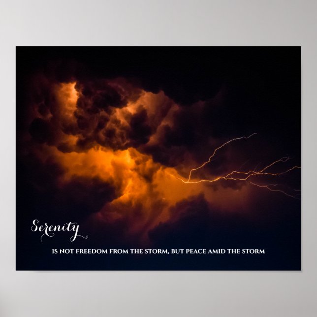 Night Sky Lightning Inspirational Serenity Quote Poster (Front)