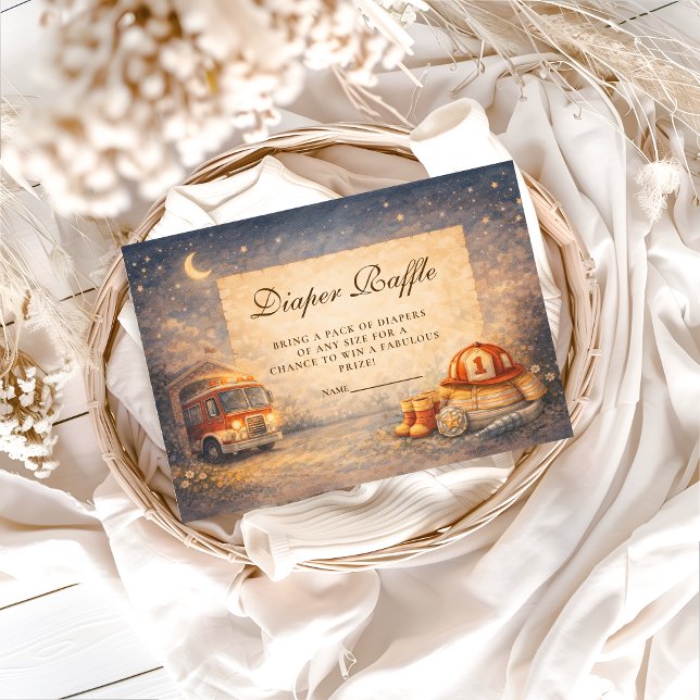Night Sky Little Firefighter Diapper Raffle Enclosure Card (Creator Uploaded)