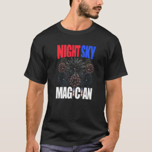 Night Sky Magician - White and Blue Patriotic Fire T-Shirt