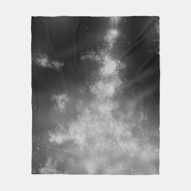 Night Sky Monochrome Grey  Fleece Blanket (Front)