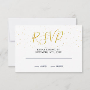 Night Sky Moon  Blue Gold Monogram RSVP Card