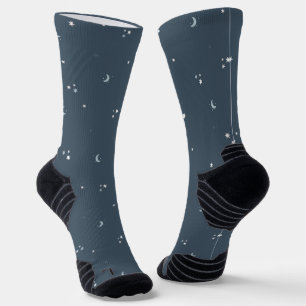 Night Sky Moon & Stars Pattern Socks