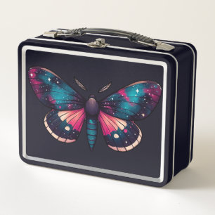 Night Sky Moth - Cosmic Celestial Nebula Space Metal Lunch Box