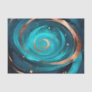 Night Sky Nebula Turquoise And Copper Metallic Tissue Paper