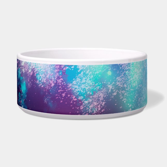 Night Sky Neon Lights Ceramic Pet Bowl (Front)