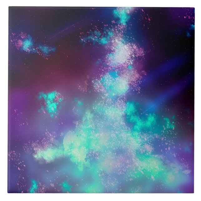 Night Sky Neon Lights Ceramic Tile (Front)