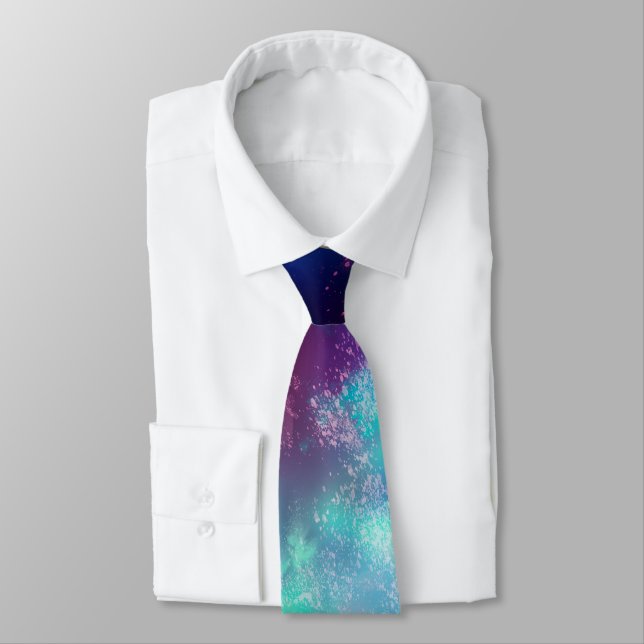 Night Sky Neon lights Neck Tie (Tied)