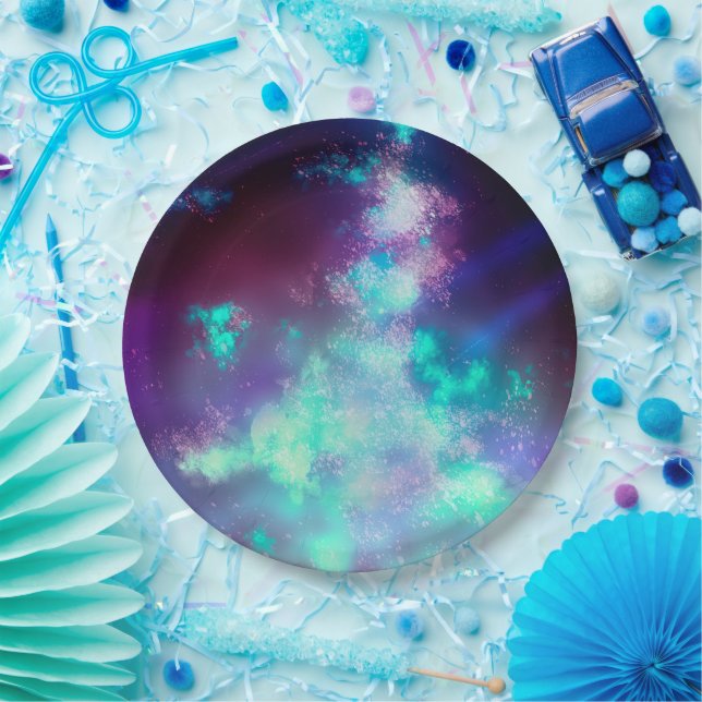 Night Sky Neon lights  Paper Plate (Party)