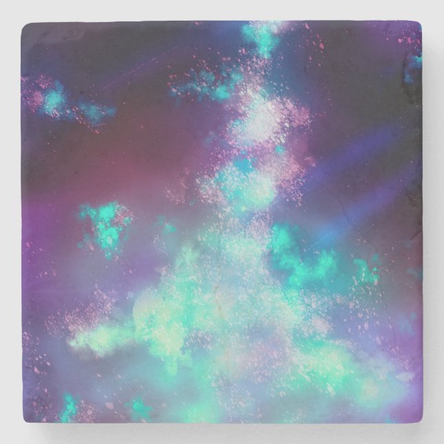Night Sky  Neon Lights Stone Coaster (Front)