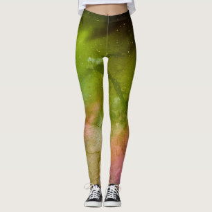 Night Sky Northern Lights Galaxy Yellow Purple Leggings
