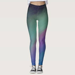 Night Sky Northern Lights Green Purple Blue Leggings