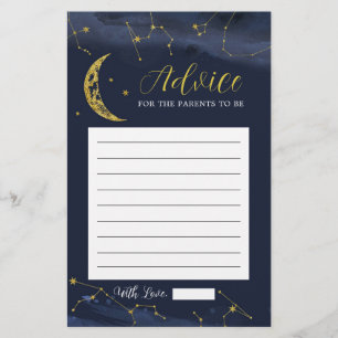 Night Sky Over the Moon Baby Shower Advice Card