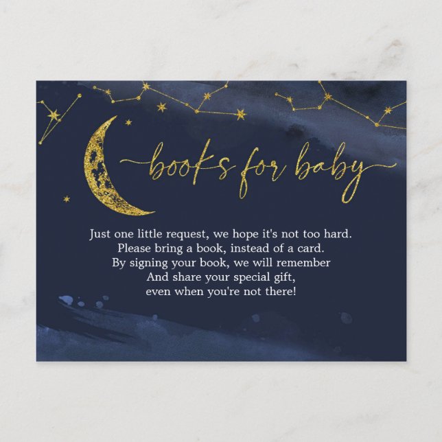 Night Sky Over the Moon Baby Shower Books Card (Front)