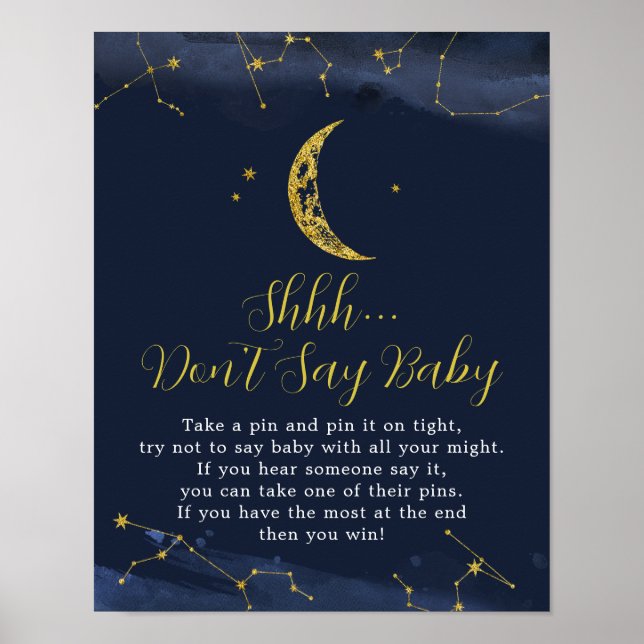 Night Sky Over the Moon Baby Shower Don't Say Baby Poster (Front)