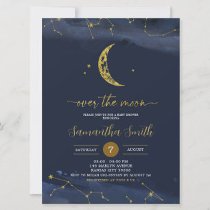 Night Sky Over the Moon Baby Shower Invitation