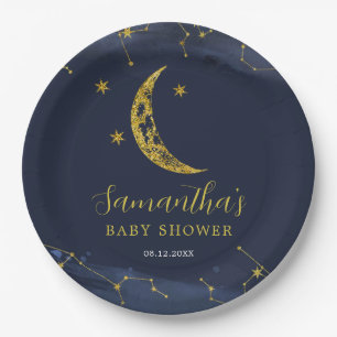 Night Sky Over the Moon Baby Shower Paper Plate