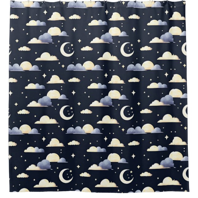 Night Sky Pattern Shower Curtain (Front)