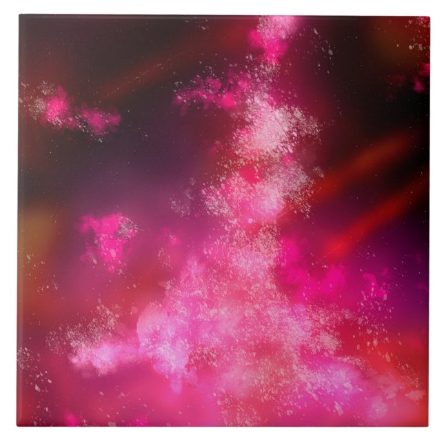 Night Sky Pink Flare Ceramic Tile (Front)