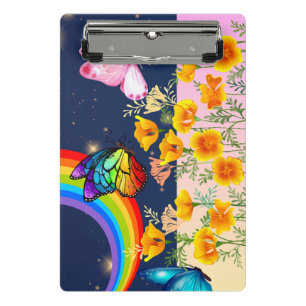 Night Sky, Rainbow, Butterflies, and Flowers Mini Clipboard