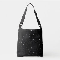 Night Sky Silver Stars on Black Crossbody Bag