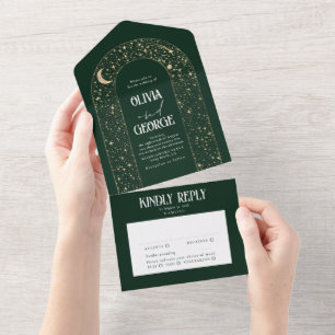 Night Sky Stars Celestial Arch Wedding All In One Invitation