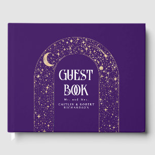 Night Sky Stars Celestial Purple Wedding Guest Book