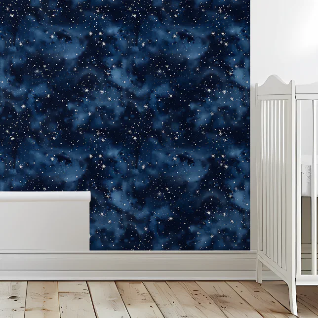 Night Sky Stars navy Blue Ceiling Wallpaper | Zazzle