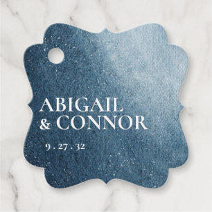 Night Sky Stars Navy Blue White Fancy Favour Tags