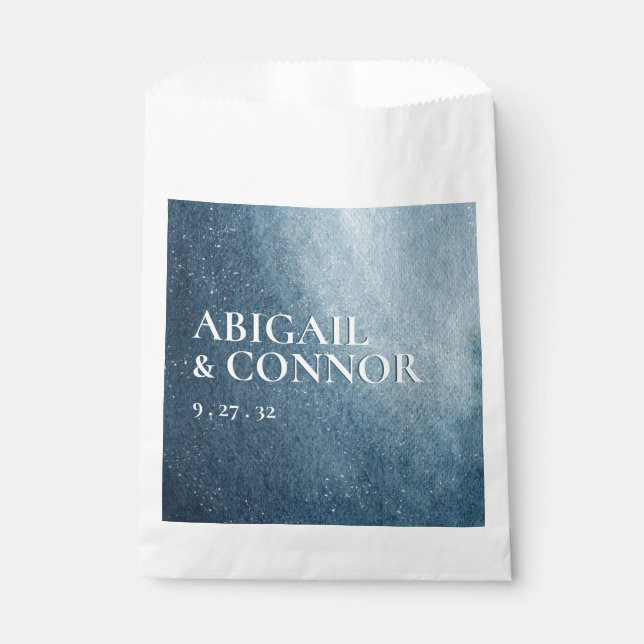 Night Sky Stars Navy Blue White Favour Box Bags (Front)