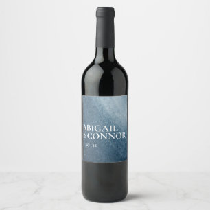 Night Sky Stars Navy Blue White Wine Label