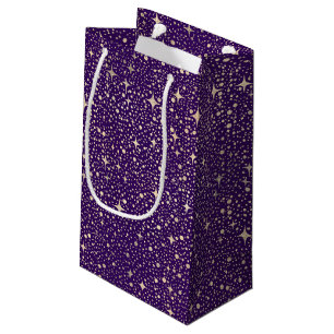 Night Sky Stars Purple and Gold Magic Small Gift Bag
