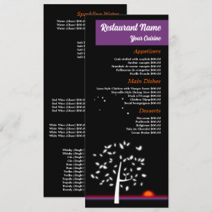 Night Sky Sun, Restaurant Slimline Menu