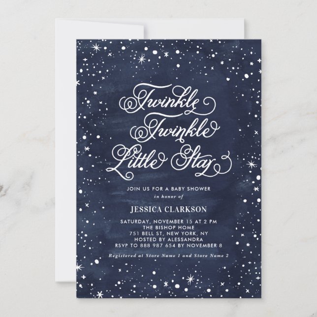 Night Sky Twinkle Twinkle Little Star Baby Shower Invitation (Front)
