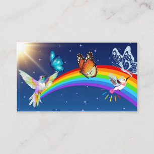 Night Sky, Two Birds, Butterflies, and a Rainbow Business Card